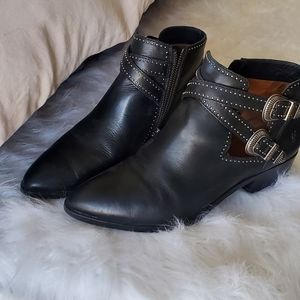 Frye Ray Short Harness Western 9 Black Leather